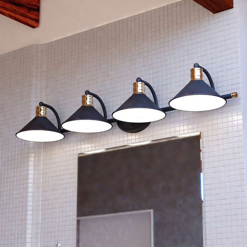 Éclairage tamisé pour meuble-lavabo Tamar, Noir mat et laiton naturel, 4