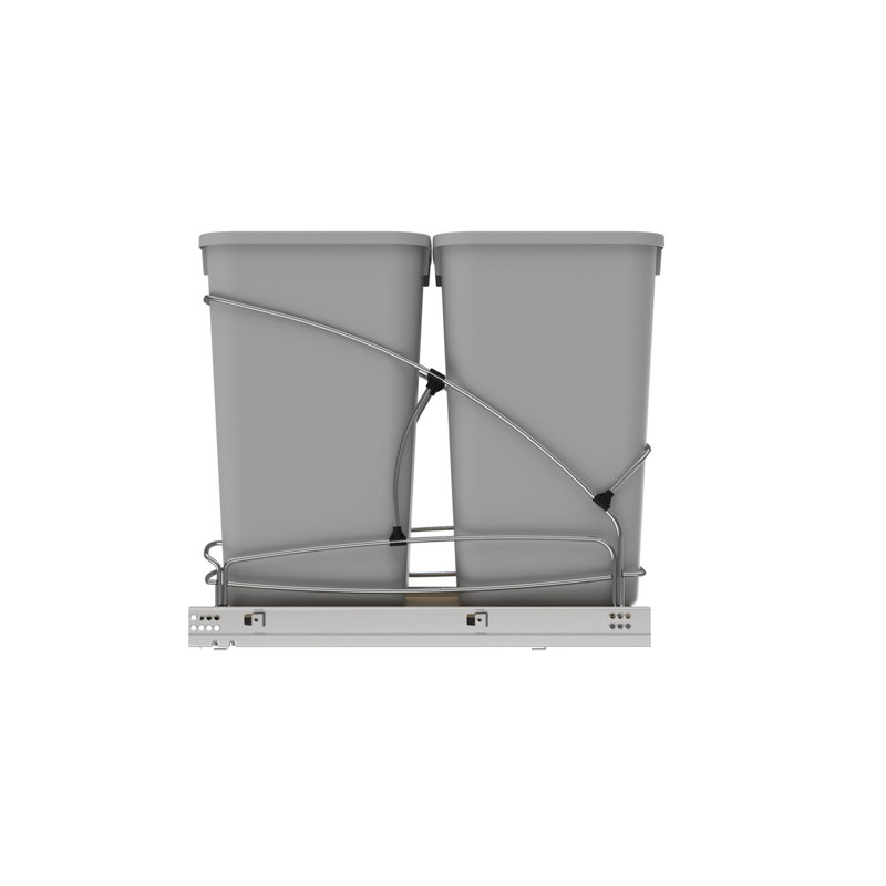 Rev-A-Shelf Double 27 qt. Pullout Trash Containers, 6.75 Gallons, 19.47" H x 11.5" W x 11.45" D, 2