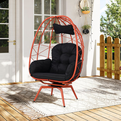 Fauteuil surdimensionné pivotant à 360 ° en rotin pour l'intérieur et l'extérieur avec coussins épais et amovibles