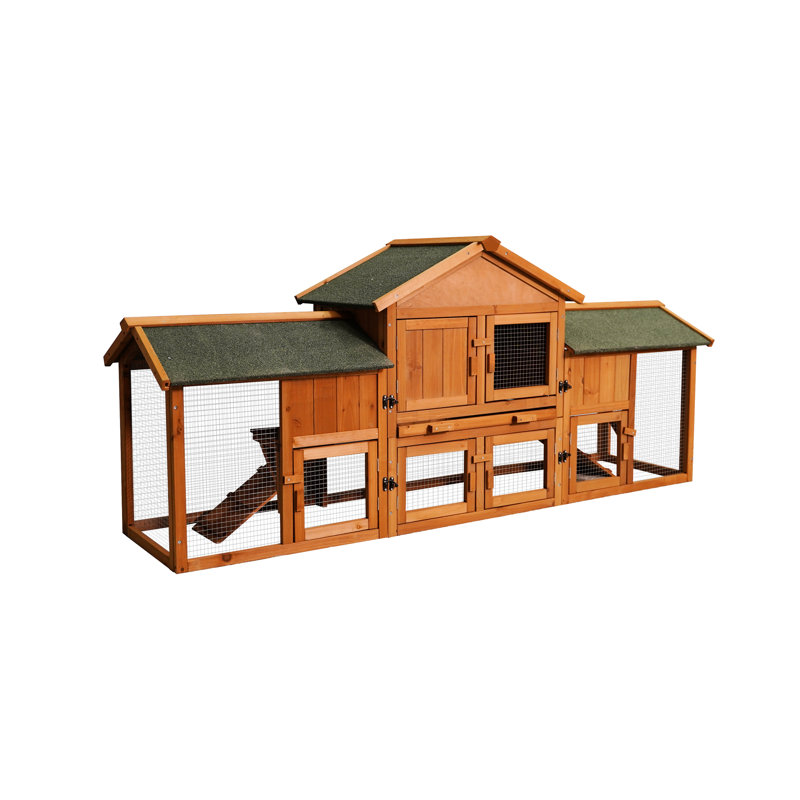 Très grande cage de 79,5 po avec 2 couloirs pour cochons d'Inde, plateau amovible, toit imperméable à deux niveaux et fournitures pour animaux, enclos pour petits animaux