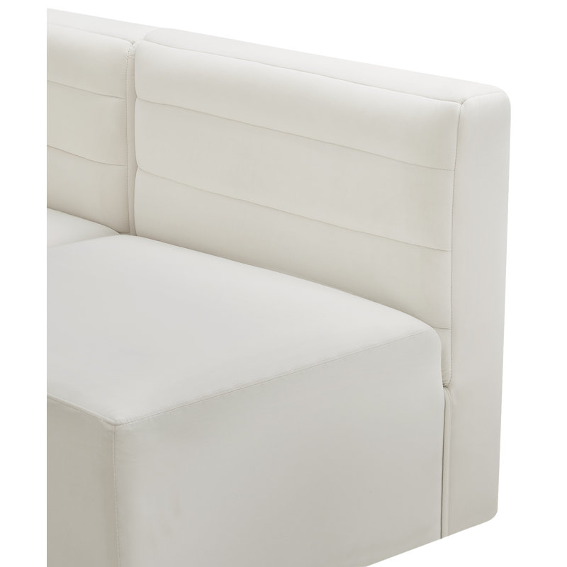 Enso Velvet L-Shaped Sectional Reversible, Cream Velvet