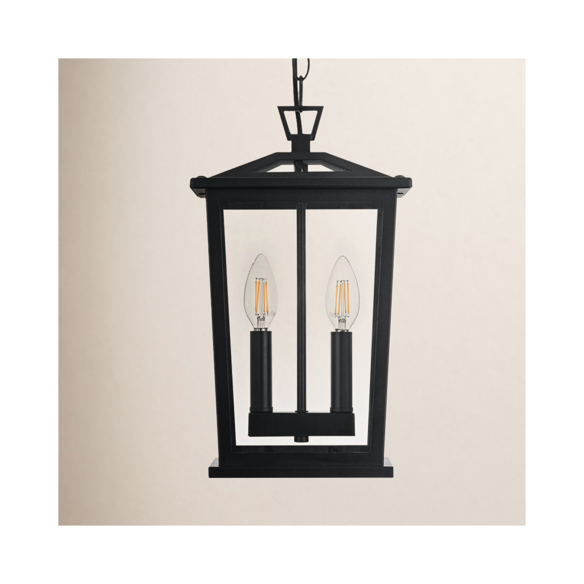 Jamila 8.5 Inch Outdoor Pendant in Black, 14.5" H x 6" W x 6" D, 2 Lights
