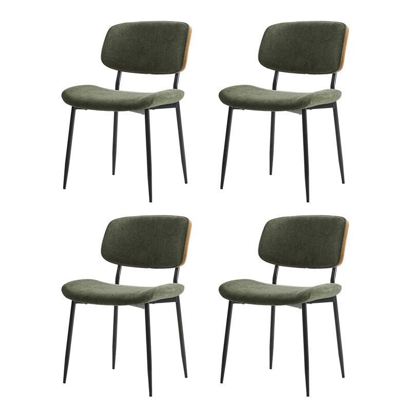 Balloo 20.75"W Modern Fabric Seat Cushion Dinning Chair Set with Curved Wooden Backrest Set of 4, Moss, 4