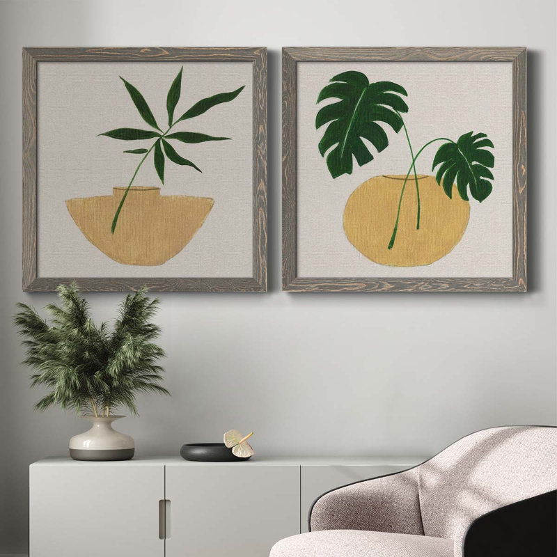 Simple Nature I - Ensemble de 2 peintures sur toiles encadrées, H 31,5 po x l 63 po x P 1,5 po, Encadré gris