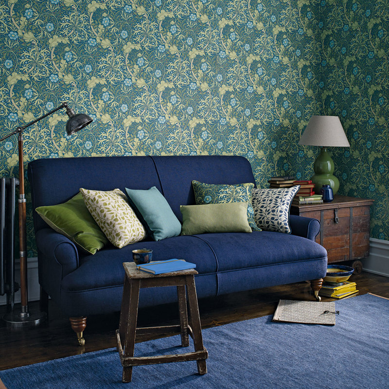 Seaweed Wallpaper, Ink/Woad