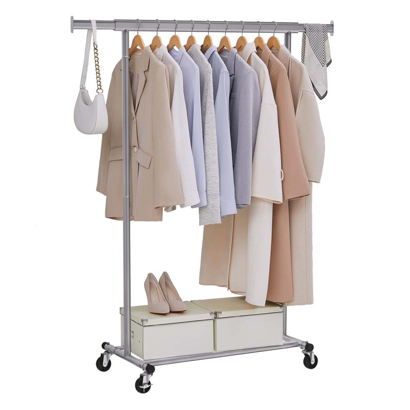 Bonville Adjustable Rolling Clothing Rack, Grey