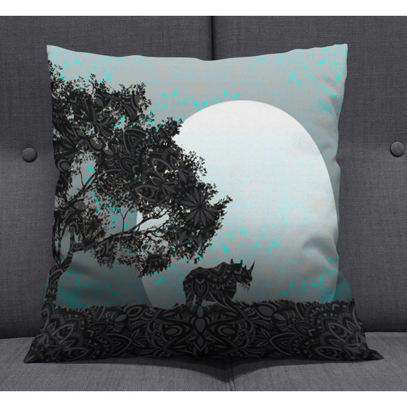 Throw Pillow With Insert, 16"H x 16"W, Blue/Black 4