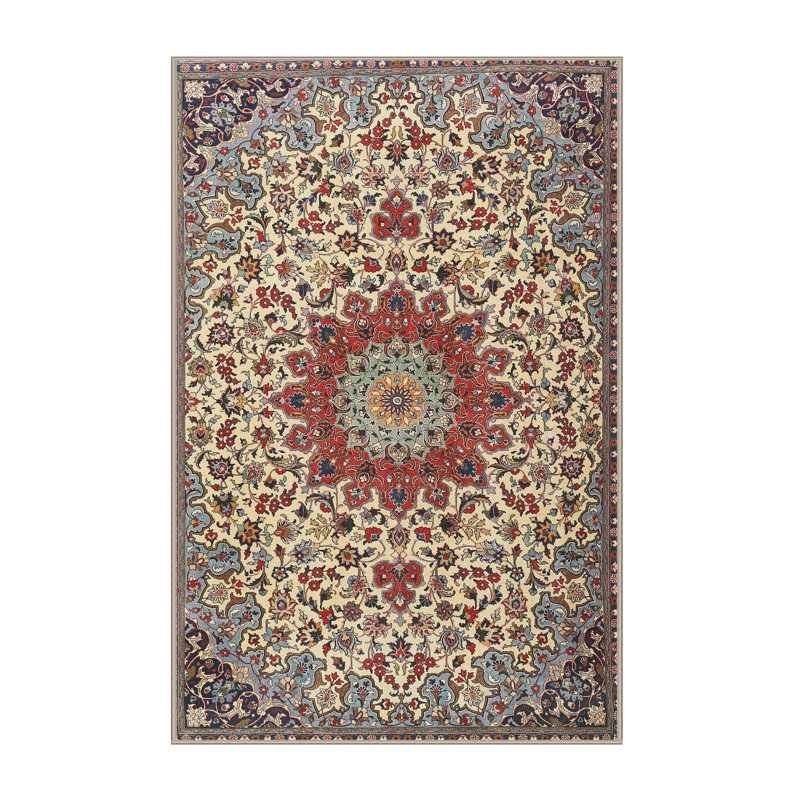 Tapis beige/rouge traditionnel, Rectangle 3 pi x 5 pi