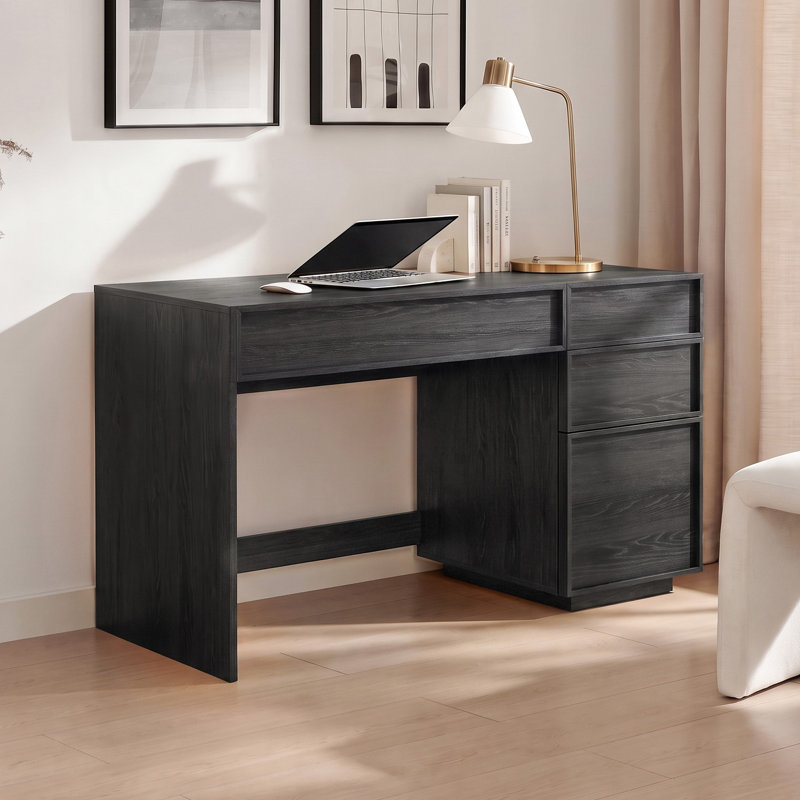 Paper / Printed Veneer Computer Desk, Noir