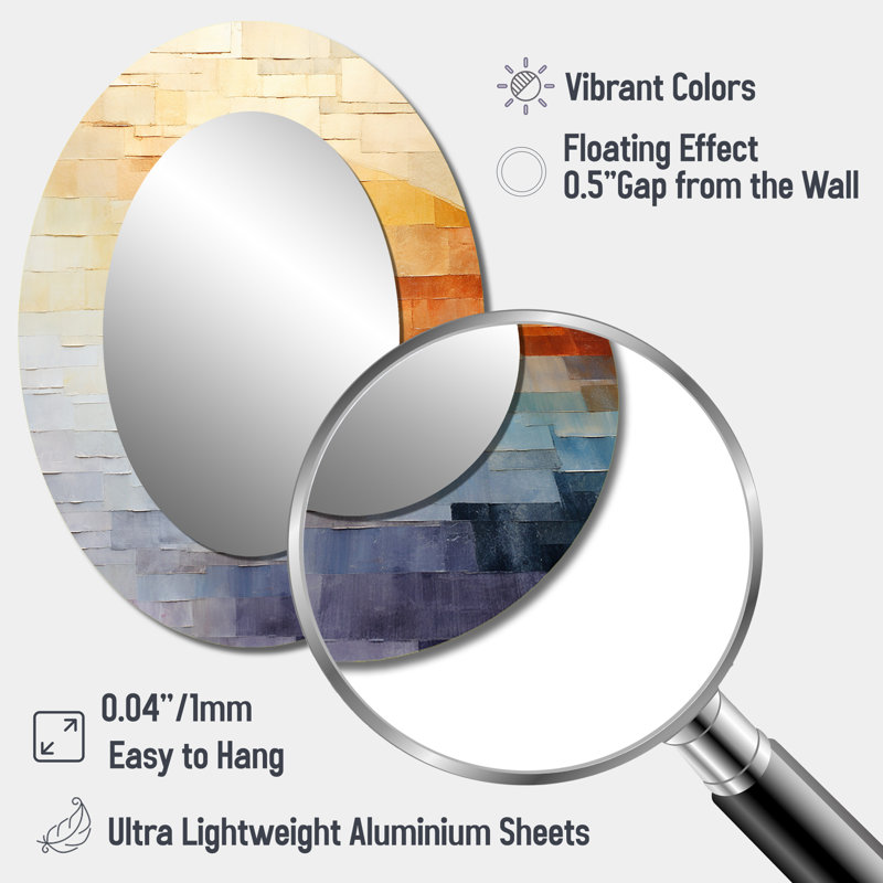 Minimalisme Colors In Harmony - Miroir décoratif paysager ovale sur métal, H 40 po x l 30 po