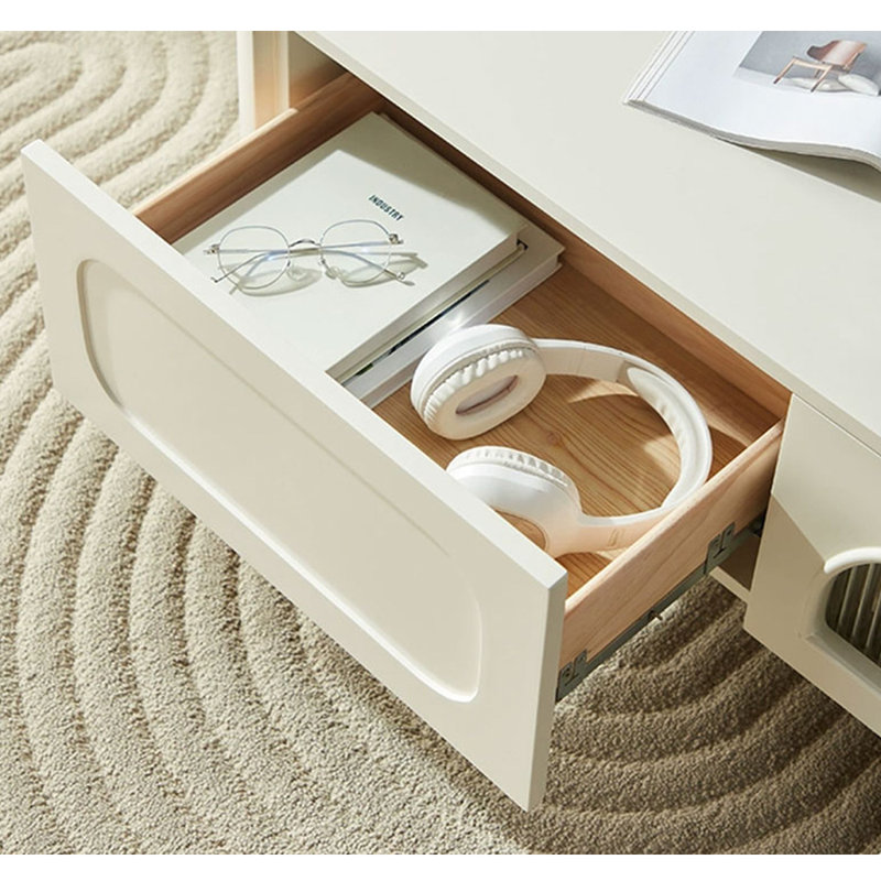 Table basse moderne crème avec finition piano