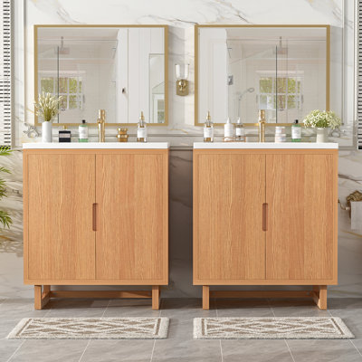 60.2" Double Bathroom Vanity with Cultured Marble Top with sink