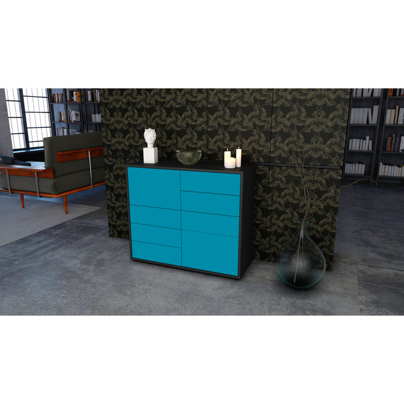 Reaon 92cm Sideboard, Anthracite/Turquoise