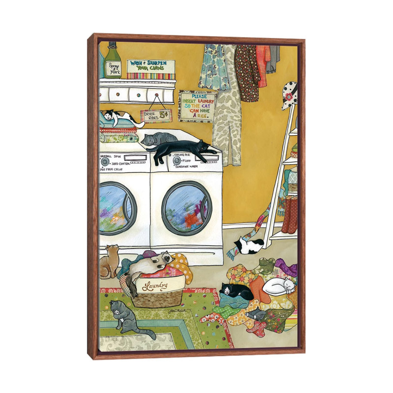 «Purrfectly Fluffed», reproduction sur toile flottante, H 60 po x l 40po x P 1,5 po, Toile avec cadre en bois classique