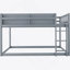 Lit superposé bas simple au-dessus d'un lit simple, lit superposé au sol avec échelle, fabrication en bois massif pour enfants et adolescents, gris, peu encombrant et sécuritaire-875964911