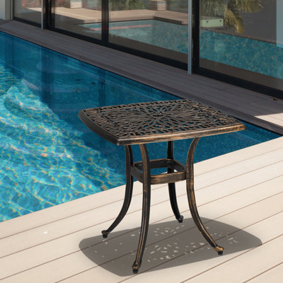 Rivka Square Metal Outdoor Side Table With Umbrella Hole , 21'' in. W 21'' in. D