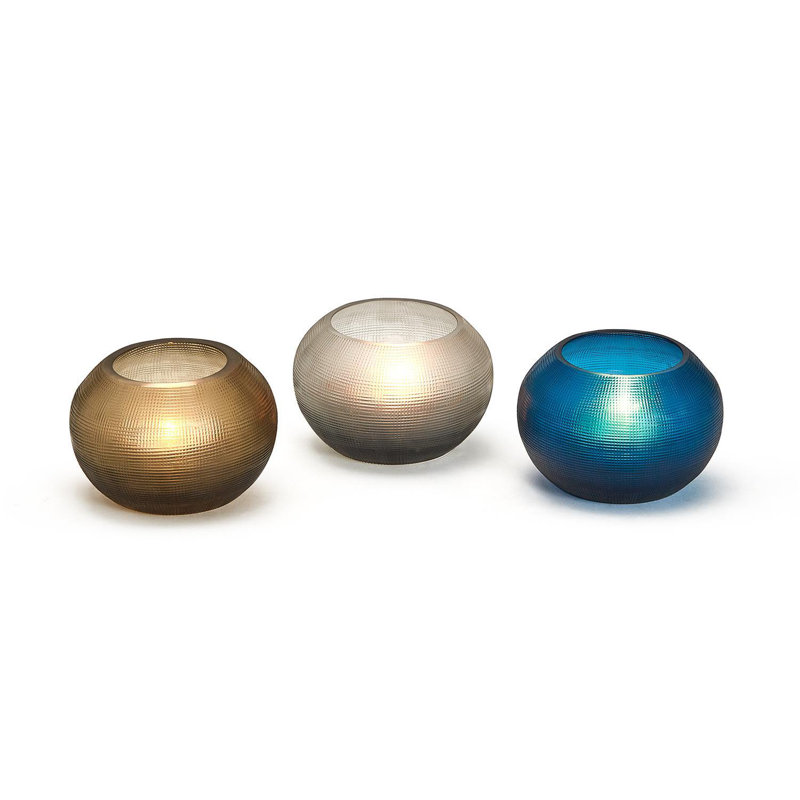 Ensemble de 3 votives en verre fabriquées à la main