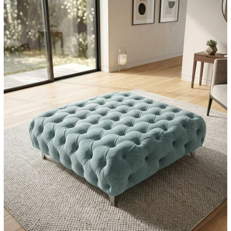 Particle Board / Chipboard Accent Stool, Plush Velvet, Steel