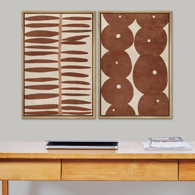 Pastel, rétro, cercle géométrique, dessin au trait, formes abstraites, art moderne, décoration murale, bohème, 2 pièces