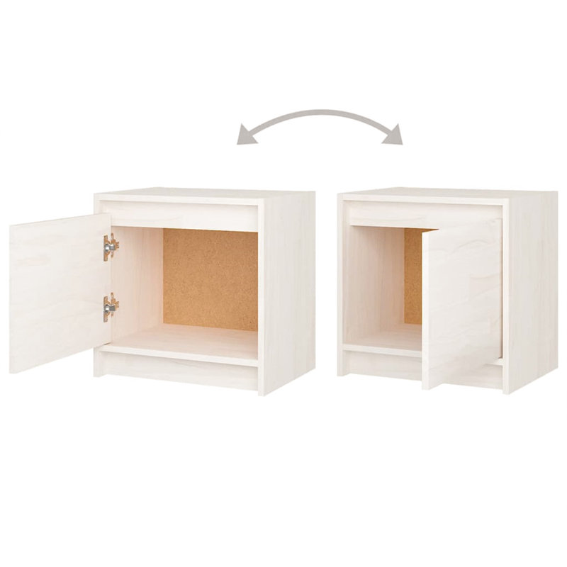 Granston 40cm W Solid Wood Bedside Table, Set of 2, White/Brown