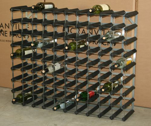 Liddle 90 Bottle Floor Wine Bottle Rack, Black Stained / Galvanised Steel