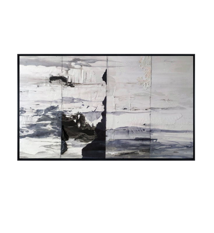 Velora Single Picture Frame Painting on Wood, 190 cm H x 150 cm W, Black