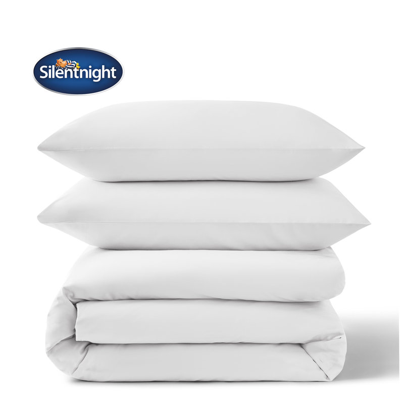 Silentnight Pure Cotton 200 TC Duvet Cover Set, Kingsize Duvet Cover + 2 Standard Pillowcases, White