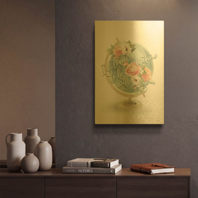 'Travel A Lifetime' By House Fenway Gold Metal Wall Art, 12" x 16"