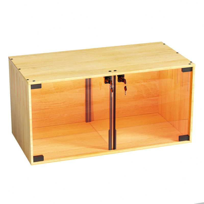 Cage pour grands petits animaux, cages à hamster de 31,5 po et abris avec lumières DEL et cloison, panneau en verre trempé facile à voir pour cochon d'Inde, furet, rat, hérisson, caille