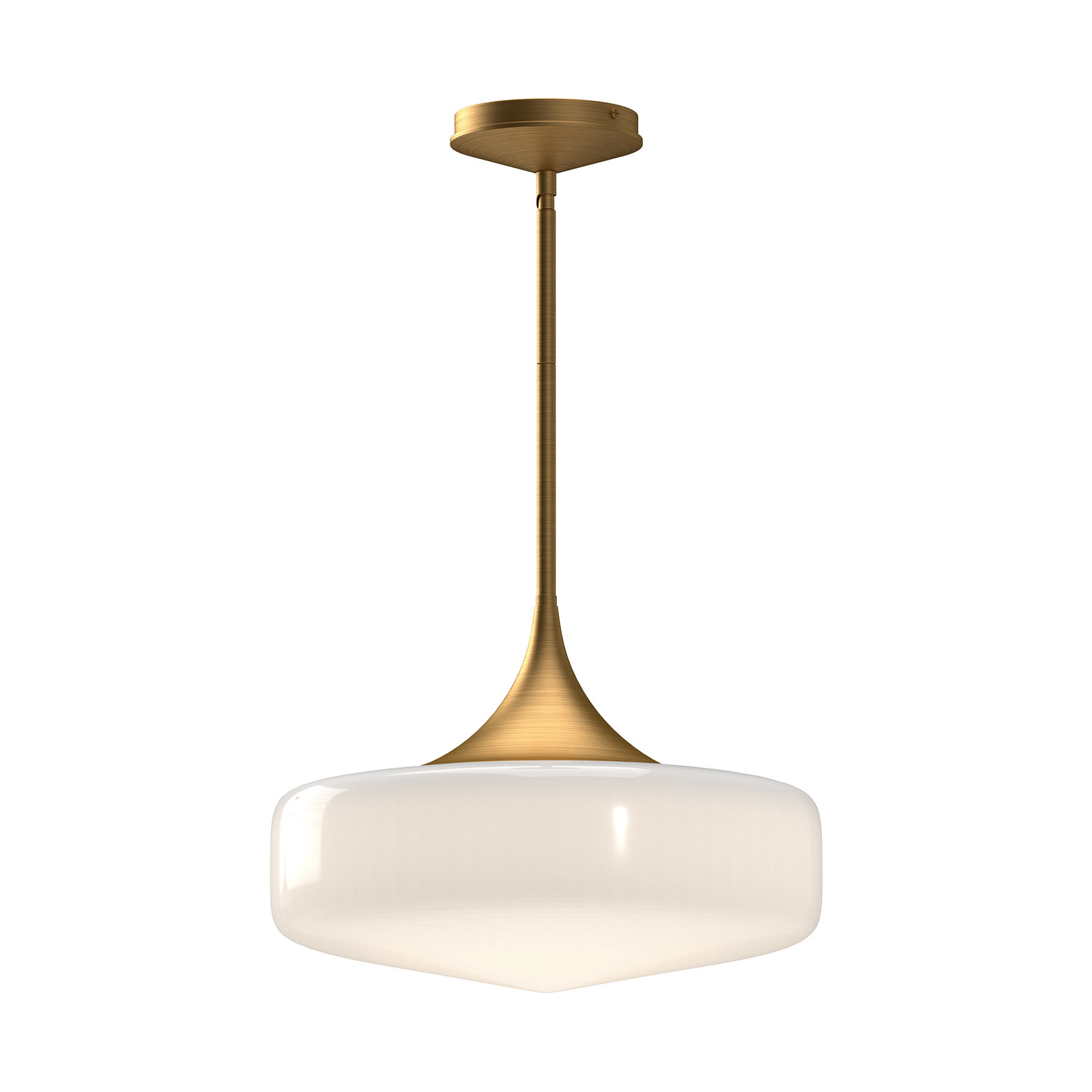 Nathania 1-Light Schoolhouse Glass Pendant , Aged Gold