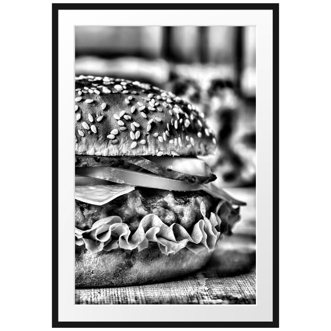 Gerahmtes Poster Burger Hamburger Fast