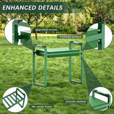 Garden Kneeler and Seat for Seniors, Soft Kneeling with Thicken Pad,10.2" Wider Garden Kneeler and Seat with Handle, Garden Accessories Outdoor,Gardening Gifts for Women Mom Men (Green)