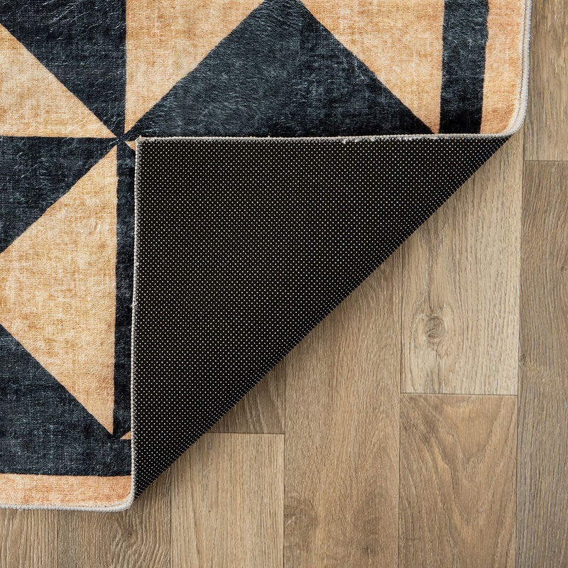 Tapis à motif géométrique lavable antidérapant, Tapis de couloir 2 pi x 4 pi