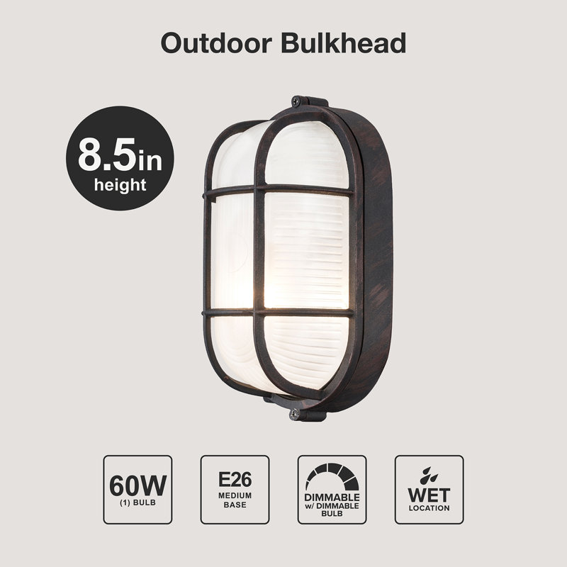 1 - Bulb Outdoor Bulkhead Light, Rust
