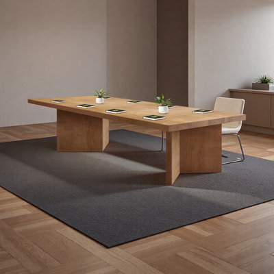 Modern Solid Wood Rectangular Conference Table for 8 People