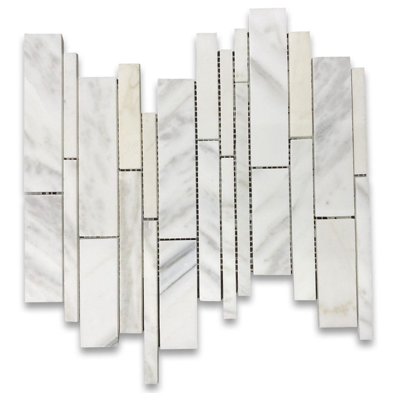Calacatta 13" x 10" Marble Mosaic Tile, LIght Gray