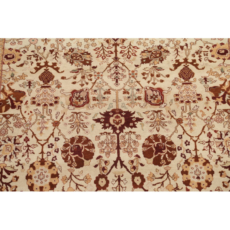 Tapis oriental en laine noué à la main de conception unique 8 pi x 10 pi Agra