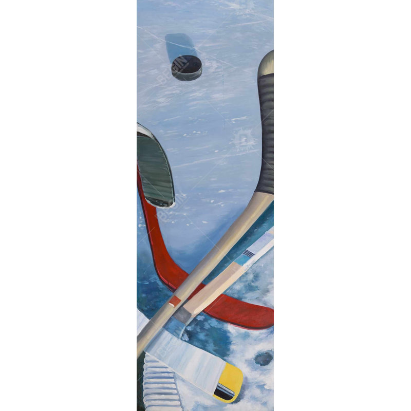 Bâtons de hockey sur glace - «Man Cave», toile encadrée bleue