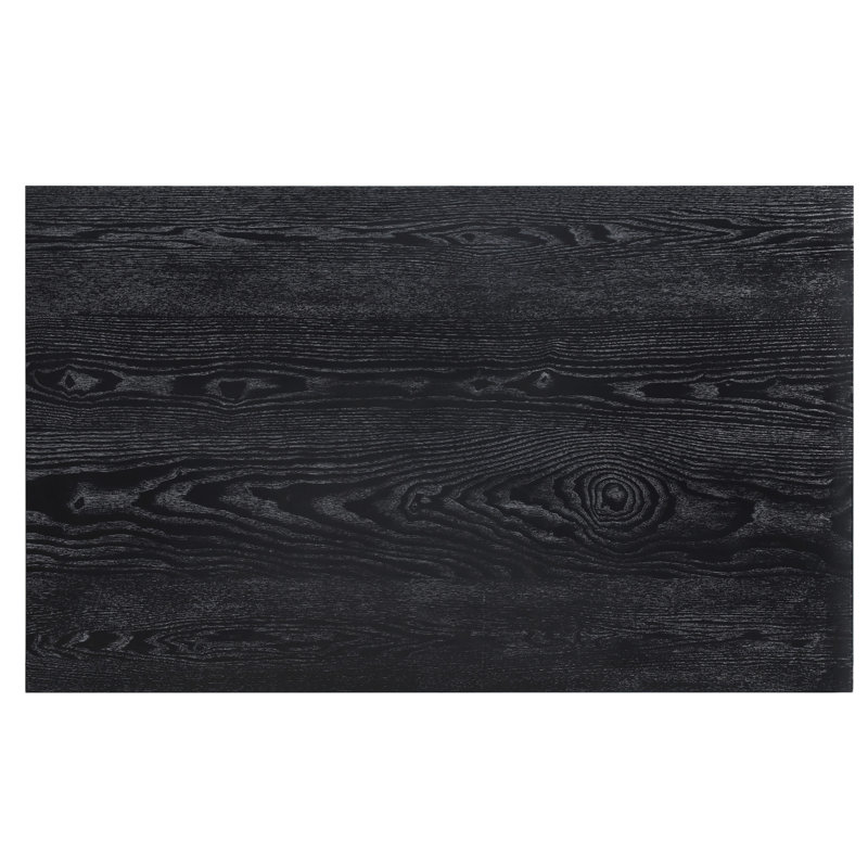 Table de salle à manger à finition noire avec placage de frêne pour une chambre confortable, peut accueillir 4 personnes en finition décontractée, à base de bois, peut accueillir