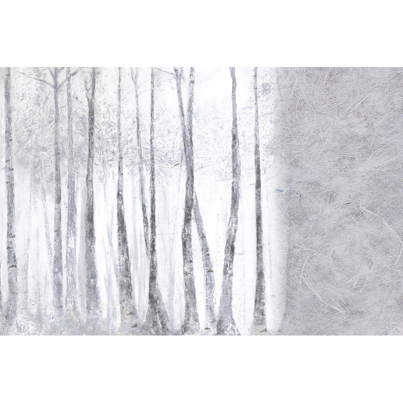 Silver Tree Line - Wrapped Canvas Print, 30cm H x 46cm W x 3.8cm D