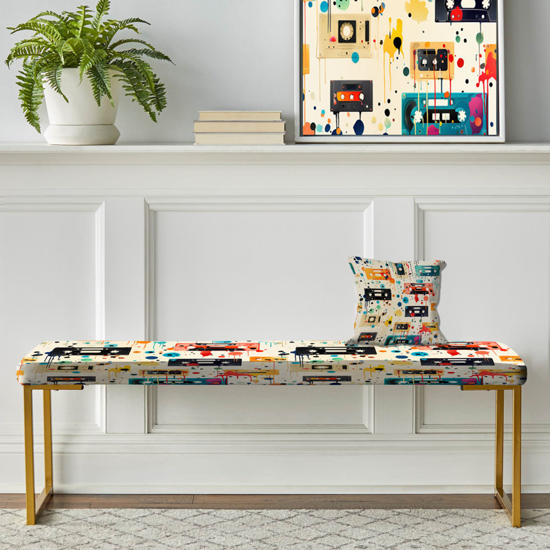 Motif de cassettes Graffiti Pop Art - Banc abstrait tapissier doré