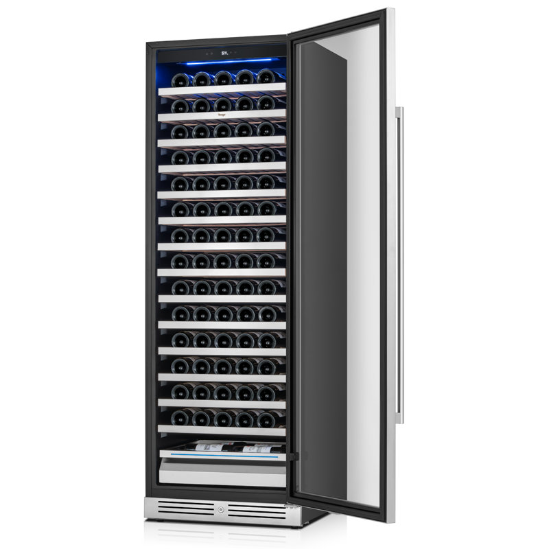 Yeego Singel Zone 23.4" 165 Bottle Wine Refrigerator Freestanding/Build-in Wine Cooler(Left-Hinged), Left Handed