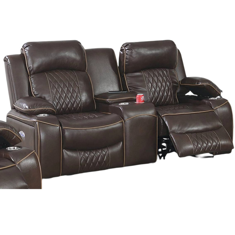 Gel moderne brun avec rangement et Power Motion 2 ports