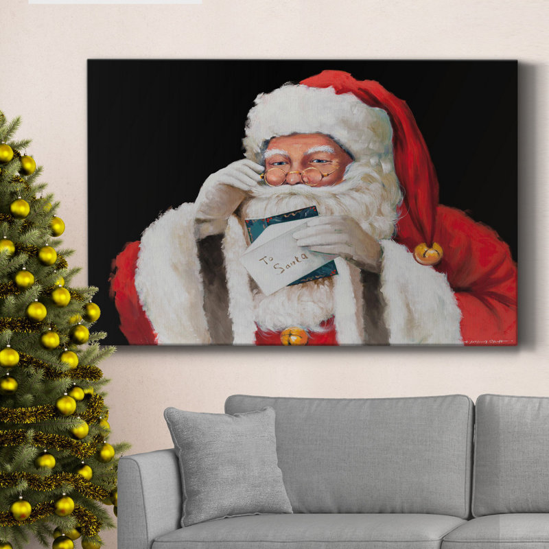 Lettre au père Noël - Toile tendue avec châssis de qualité supérieure - Prêt à être accroché, H 18 po x l 12 po x P 1 po