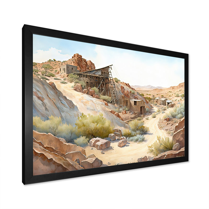 Wild West Mine in Arizona V - Impression sur toile, Impression noire sur toile encadrée, H 24 po x l 32 po x P 1 po