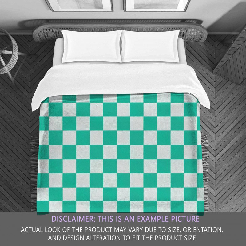 Polyester Comforter, Twin Comforter, Green/Turquoise Checkered