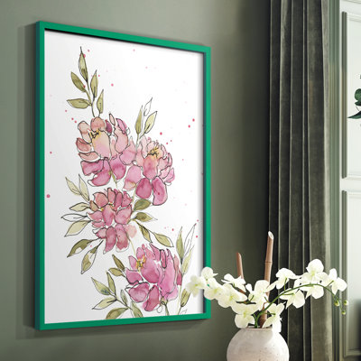 «Watercolor Blooms I», reproduction encadrée - bois massif