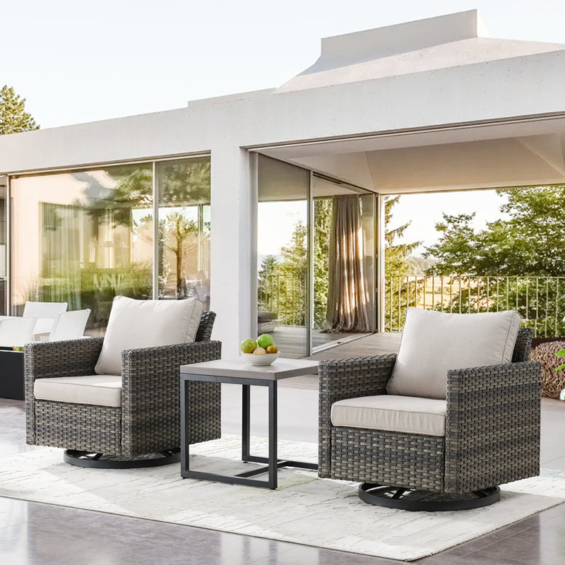 Nazime 2 Person Seating Group with Cushion, Beige, Gray