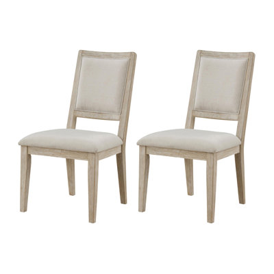 Elrita White Washed and Beige Upholstered Side Chairs by Gracie Oaks
