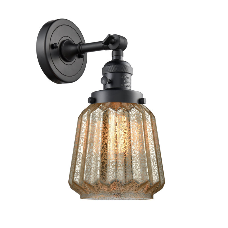 Vinson Armed Sconce, LED, Mercury Plated, Matte Black